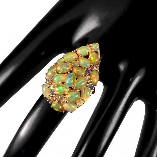 Gabriella Authentic Ethiopian Fire Opal .925 Sterling Silver brilliantly handcrafted ring s. 8 1/4