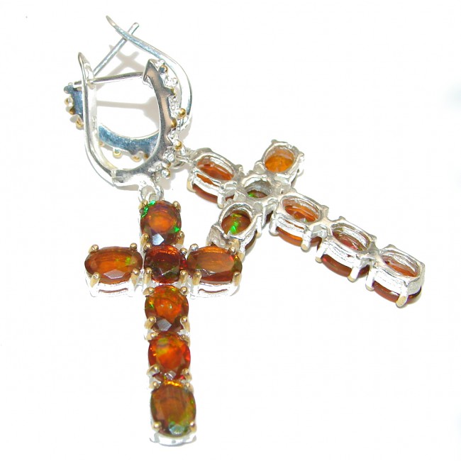 Holy Cross Design authentic Mexican Opal .925 Sterling Silver handcrafted earrings