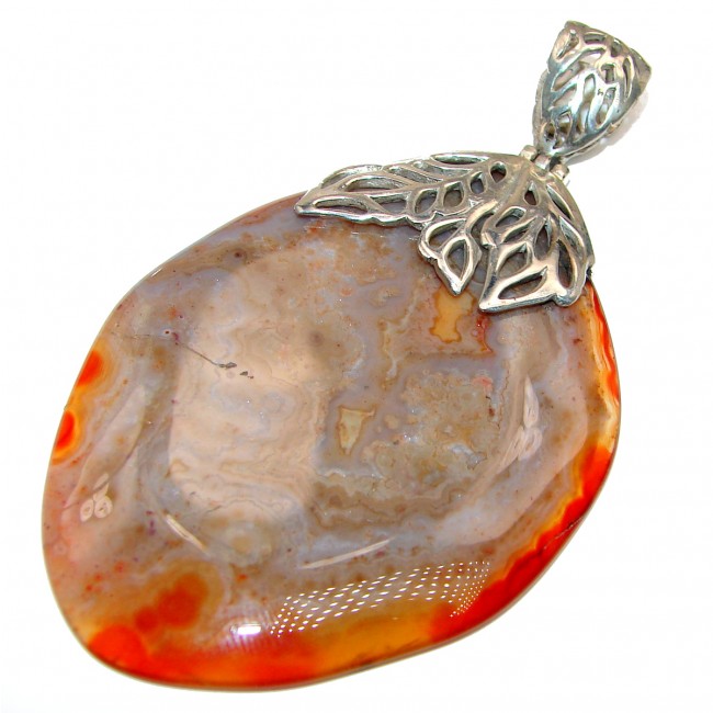 Huge Botswana Agate Sterling Silver handcrafted Pendant
