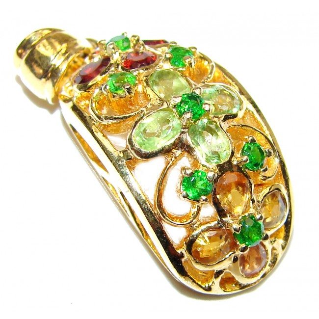 Valentina Emerald Tourmaline 14ctw Gold over .925 Sterling Silver handcrafted pendant