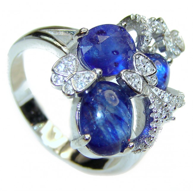 Genuine 8.5ctw Sapphire .925 Sterling Silver handmade Cocktail Ring s. 8