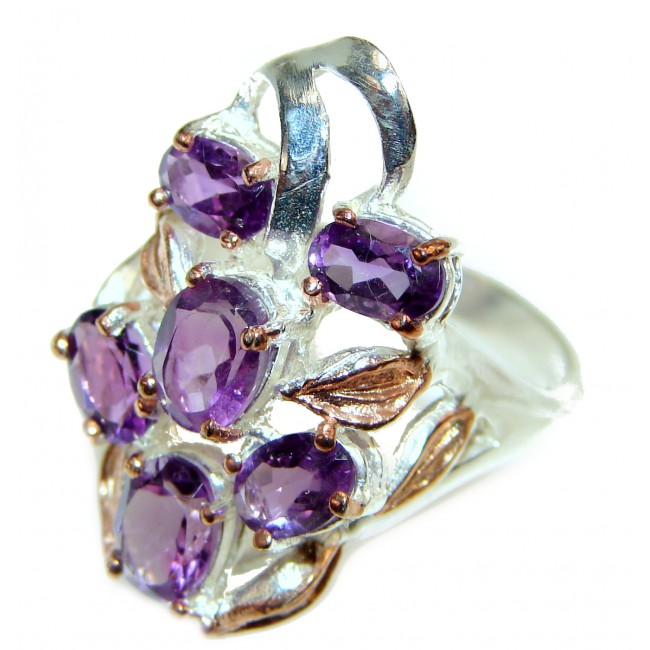 Purple Perfection Amethyst 2 tones .925 Sterling Silver Ring size 7 3/4