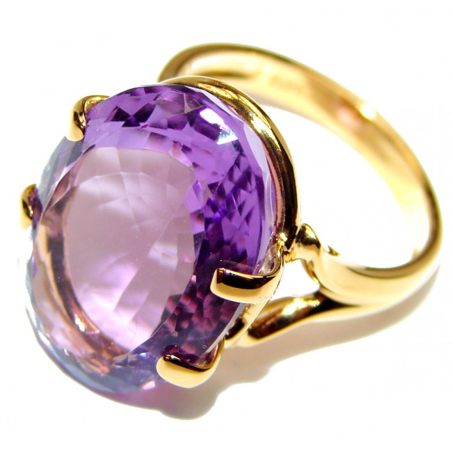 Authentic Oval cut 25ctw Amethyst gold over .925 Sterling Silver brilliantly handcrafted ring s. 7 1/2