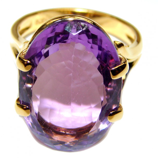 Authentic Oval cut 25ctw Amethyst gold over .925 Sterling Silver brilliantly handcrafted ring s. 7 1/2
