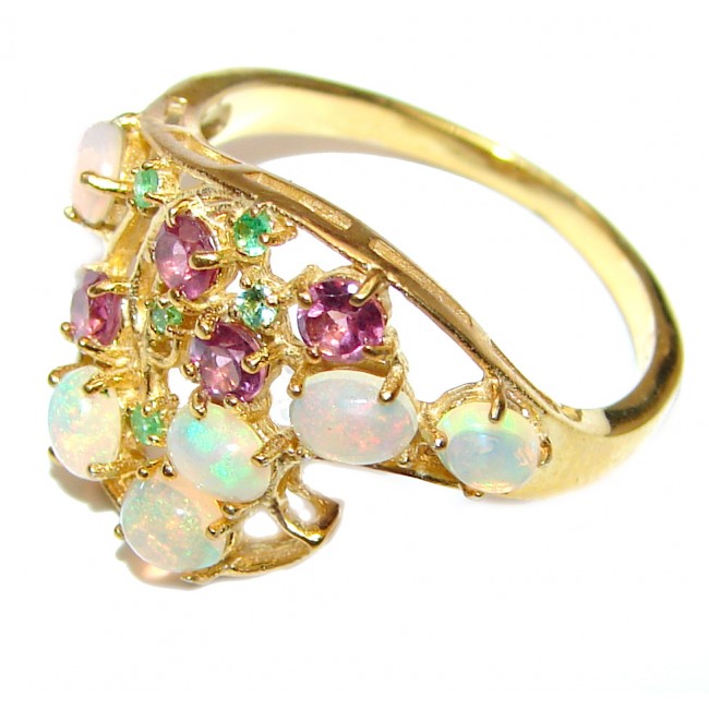 Gabriella Authentic Ethiopian Fire Opal .925 Sterling Silver brilliantly handcrafted ring s. 8