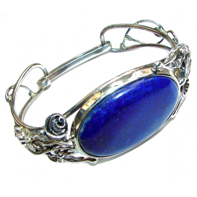 Blue Waves Lapis Lazuli Oxidized .925 Sterling Silver handcrafted Bracelet