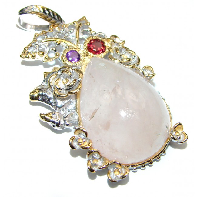 Pink Power 35ct Rose Quartz .925 Sterling Silver handcrafted Pendant