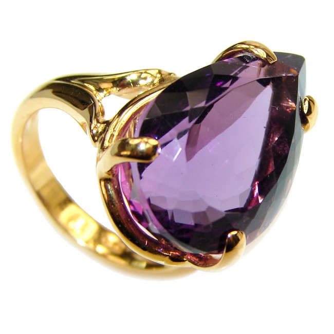 Authentic Oval cut 25ctw Amethyst gold over .925 Sterling Silver brilliantly handcrafted ring s. 5 3/4