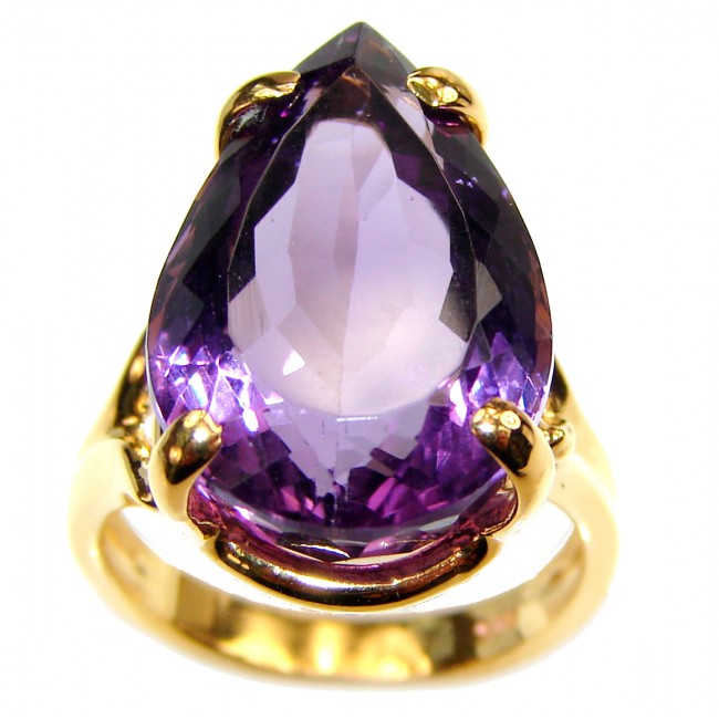 Authentic Oval cut 25ctw Amethyst gold over .925 Sterling Silver brilliantly handcrafted ring s. 5 3/4