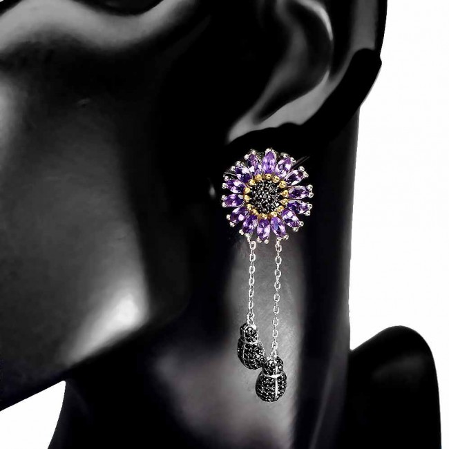 Valentina African Amethyst .925 Sterling Silver handcrafted earrings