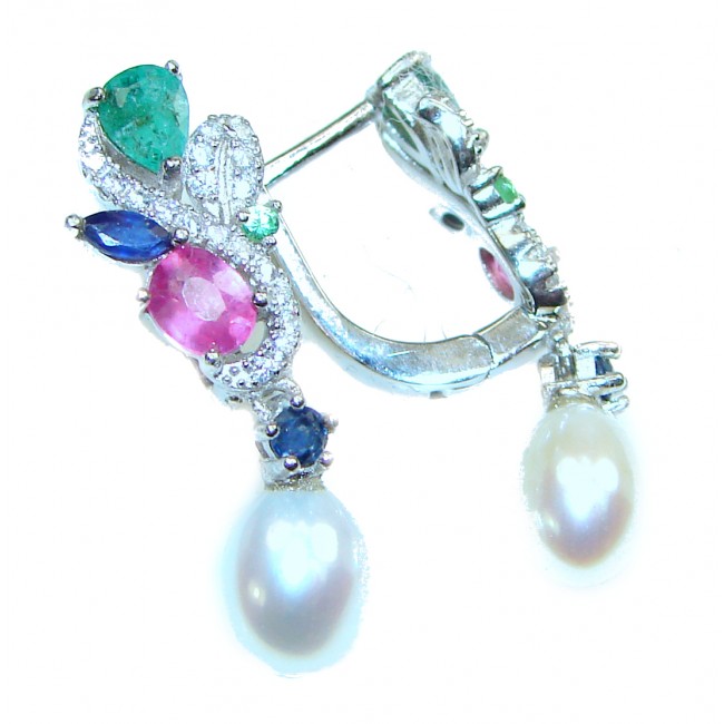 Precious Baroque Style genuine Pearl .925 Sterling Silver earrings