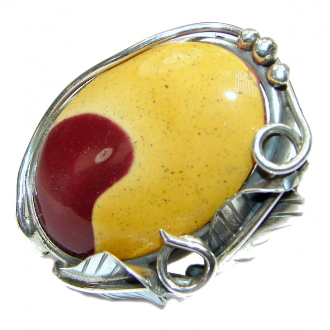 Large Flawless Australian Bracciated Mookaite .925 Sterling Silver Ring size 8 adjustable
