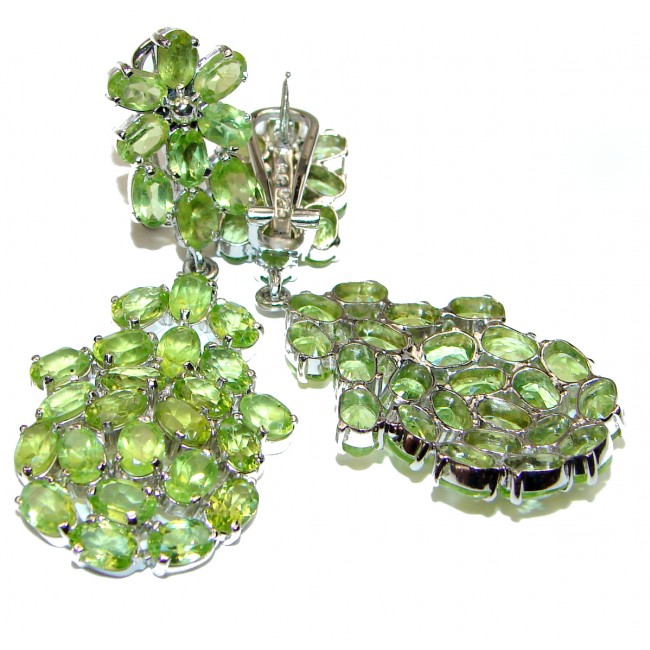 Huge Natural Green Peridot .925 Sterling Silver handmade earrings