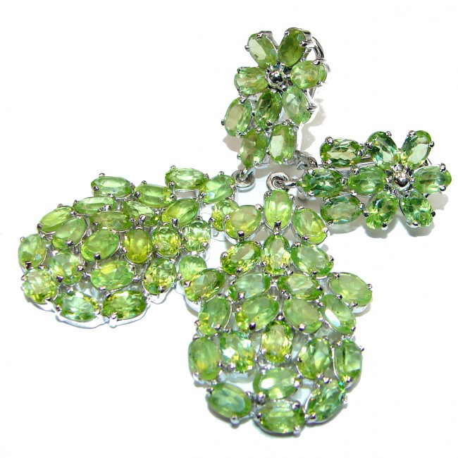 Huge Natural Green Peridot .925 Sterling Silver handmade earrings