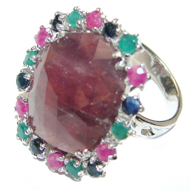 Large 26ctw Mesmerizing authentic Ruby .925 Sterling Silver handmade Ring size 8