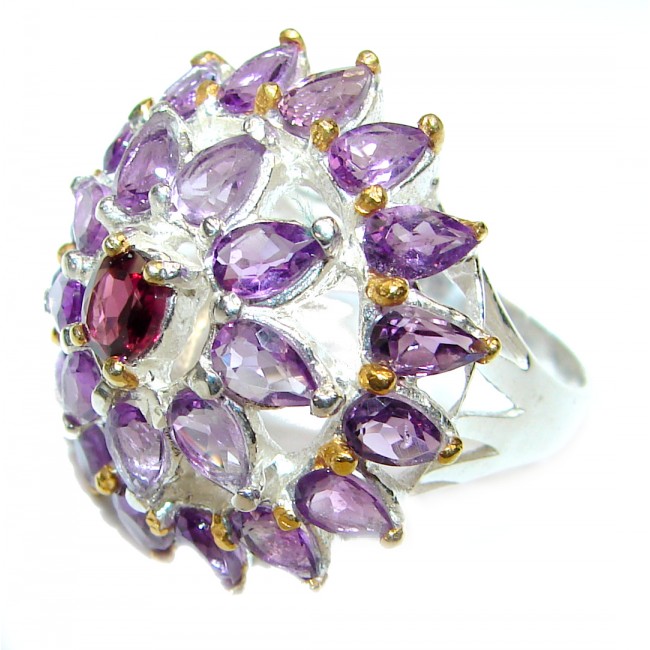 Authentic Oval cut 25ctw Amethyst gold over .925 Sterling Silver brilliantly handcrafted ring s. 8
