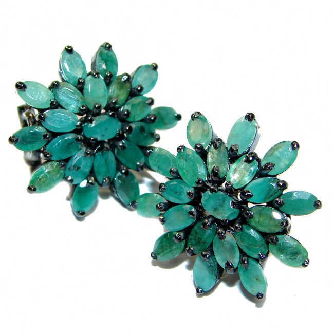 Incredible Authentic Emerald .925 Sterling Silver handmade Large statement earrings