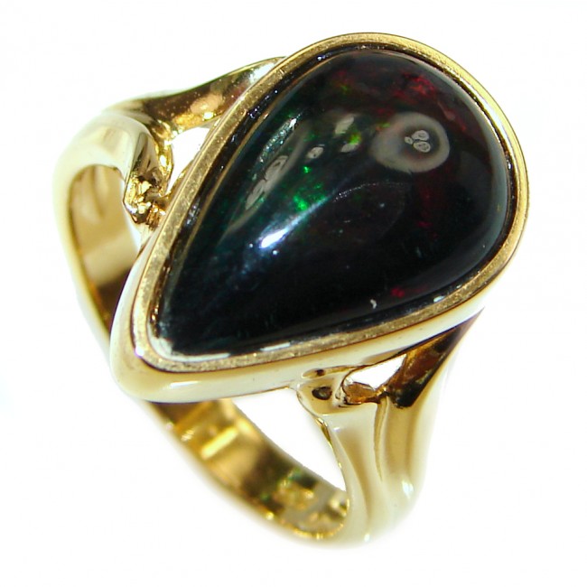 Vintage Design 2.5ctw Genuine Black Opal 18K Gold over .925 Sterling Silver handmade Ring size 6 1/4
