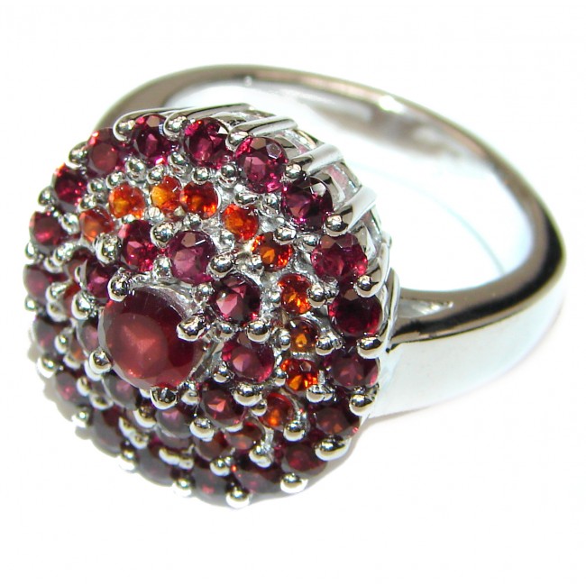 Laura Authentic Garnet .925 Sterling Silver brilliantly handcrafted ring s. 9 3/4