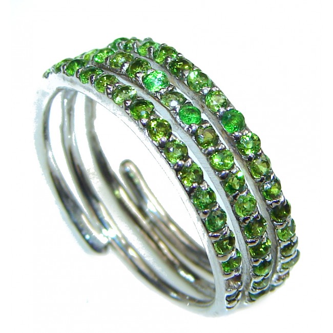 Genuine Chrome Diopside .925 Sterling Silver handcrafted Statement Ring size 6 1/4