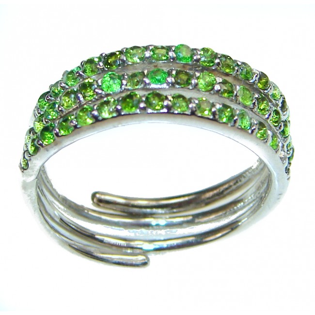 Genuine Chrome Diopside .925 Sterling Silver handcrafted Statement Ring size 6 1/4