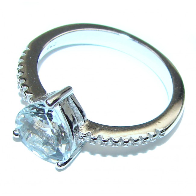 Aquamarine .925 Sterling Silver handcrafted ring size 7