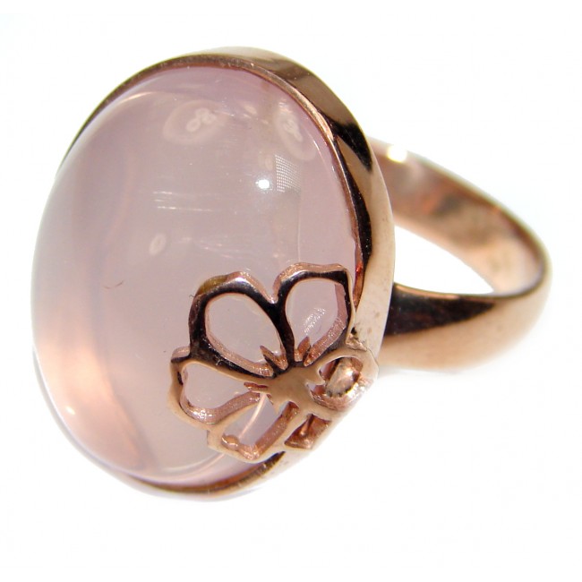 Oval cut 25ctw Rose Quartz Rose Gold over .925 Sterling Silver brilliantly handcrafted ring s. 7 3/4