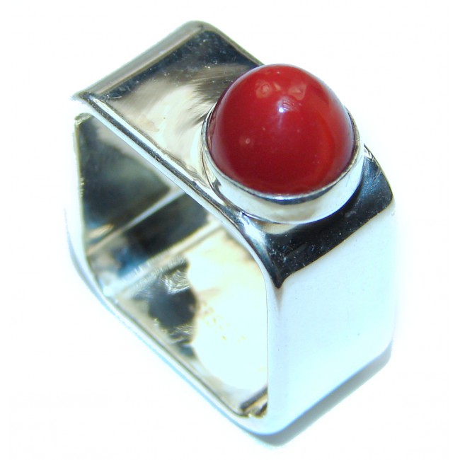 Natural Fossilized Coral .925 Sterling Silver handmade ring s. 7 3/4