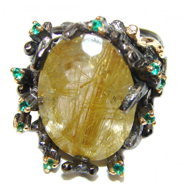 Golden Perfection Rutilated quartz .925 Sterling Silver Ring size 6