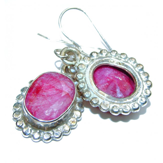 Victorian Style Ruby .925 Sterling Silver handcrafted earrings