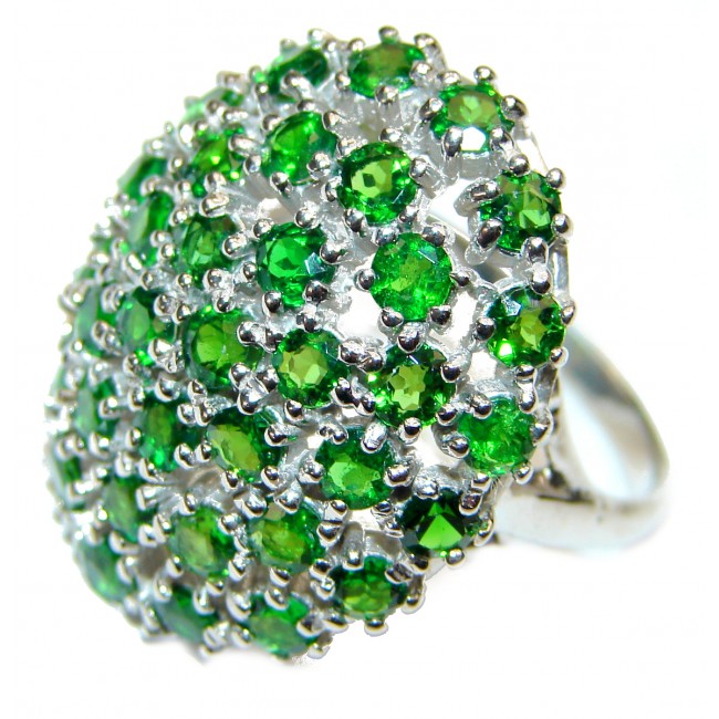 Genuine Chrome Diopside .925 Sterling Silver handcrafted Statement Ring size 8