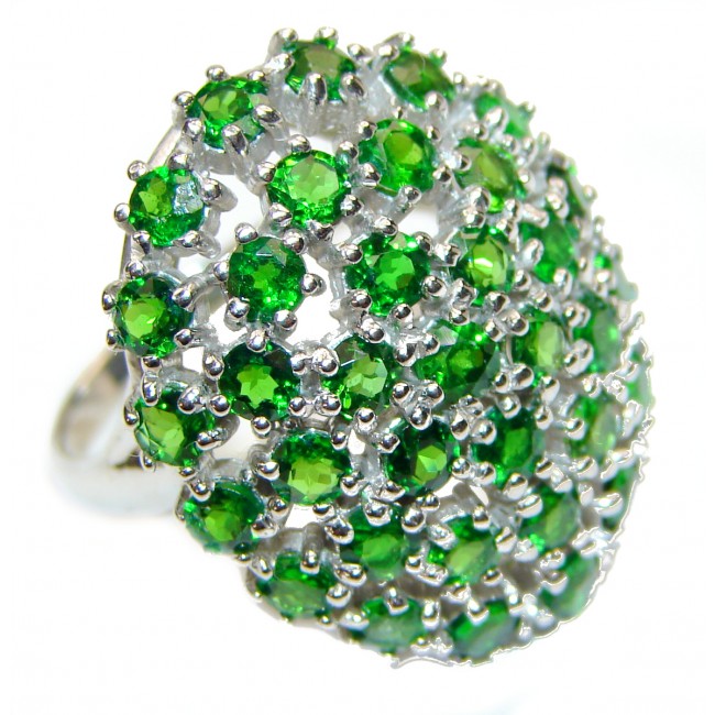 Genuine Chrome Diopside .925 Sterling Silver handcrafted Statement Ring size 8