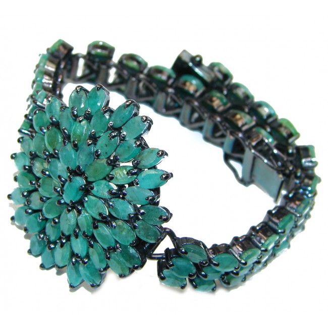 Green Ivy Huge authentic Emerald .3925 Sterling Silver handcrafted Bracelet