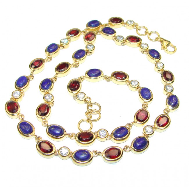 Great Masterpiece genuine Lapis Lazuli 14K Gold over .925 Sterling Silver handmade necklace