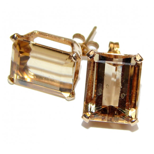 14K yellow Gold oblong cut 4.8 carat Citrine Earrings