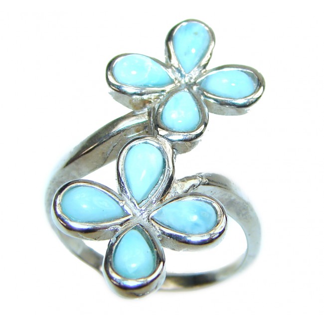 Larimar .925 Sterling Silver handcrafted Ring s. 7 1/4