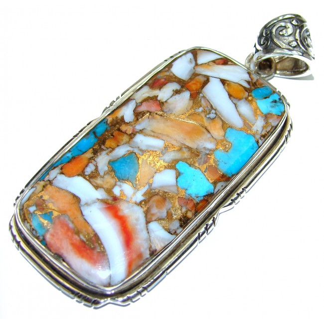 Authentic Oyster Turquoise .925 Sterling Silver handmade Pendant