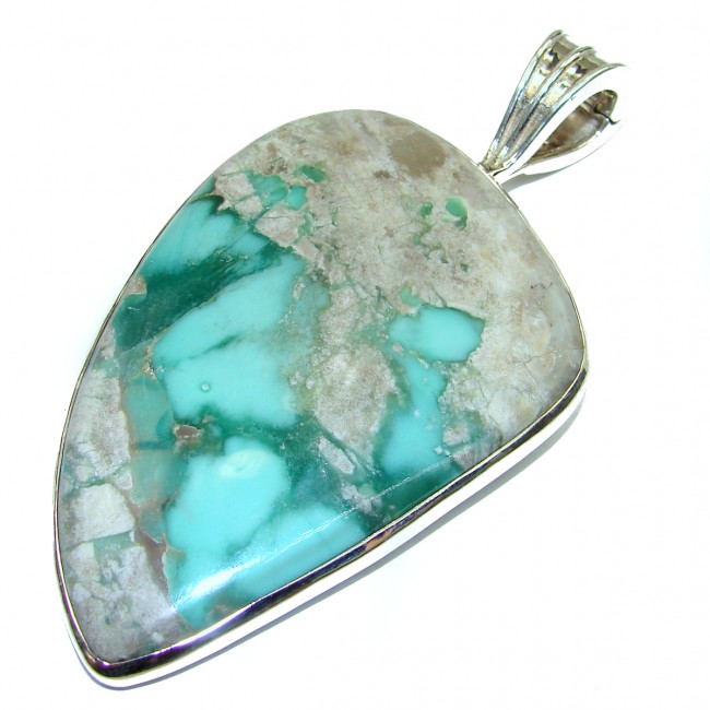 RARE Authentic Variscite 44 grams .925 Sterling Silver handcrafted HUGE Pendant
