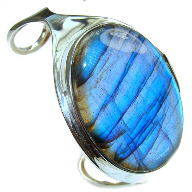 Simplcity best quality Fire Labradorite .925 Sterling Silver LARGE handcrafted Bracelet / Cuff