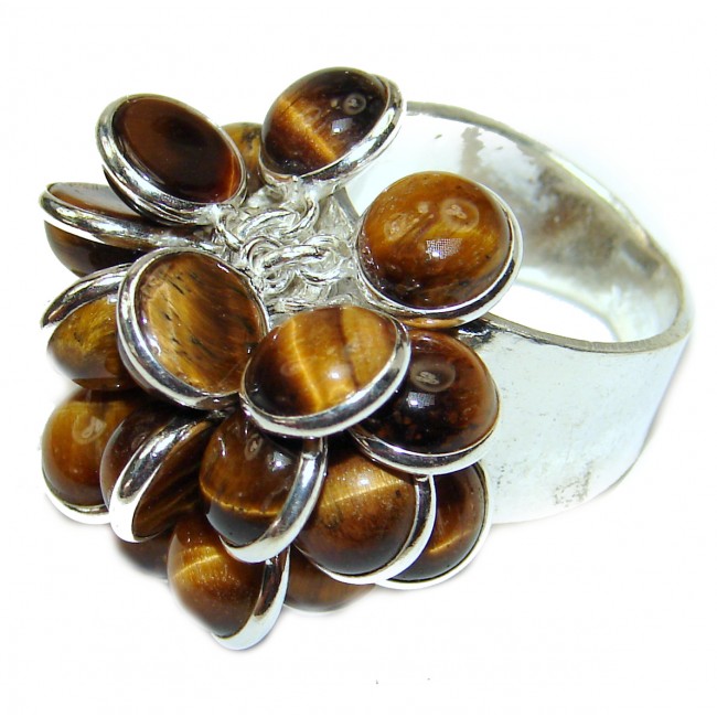 Secret Chamber Brown Tigers Eye Sterling Silver cha- cha Ring s. 7 3/4
