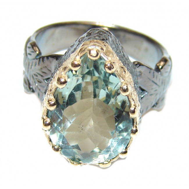 Authentic green Amethyst .925 Sterling Silver handmade Ring size 7 1/4