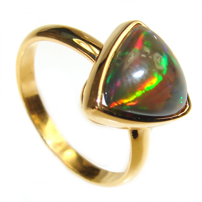 Authentic Black Opal 18K Gold over .925 Sterling Silver handmade Ring s. 9 1/4