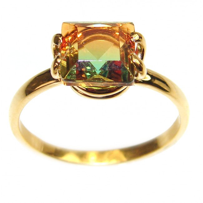 4.1 Watermelon Tourmaline 18K Gold over .925 Sterling Silver handcrafted Ring size 8