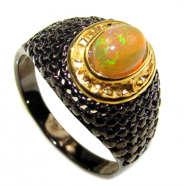Vintage design Authentic Ethiopian Opal .925 Sterling Silver handcrafted ring size 8