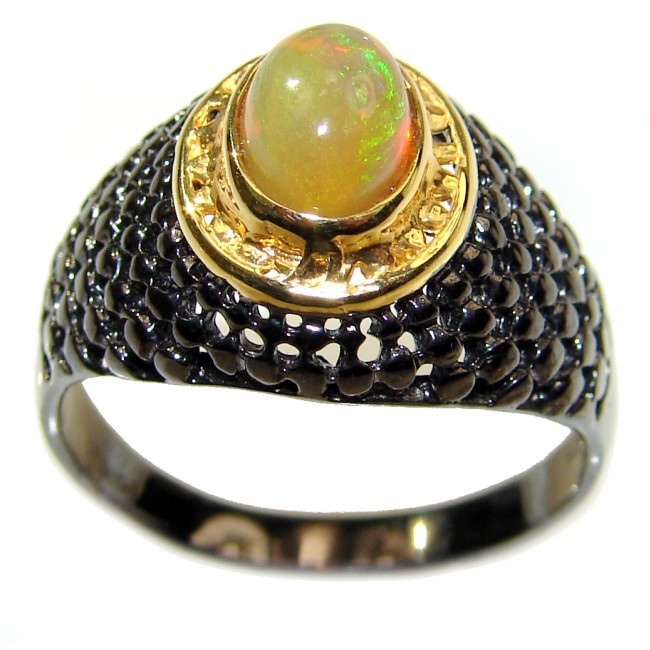 Vintage design Authentic Ethiopian Opal .925 Sterling Silver handcrafted ring size 8