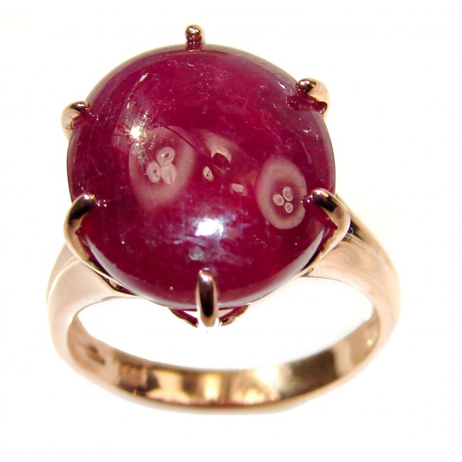 Perfect 21.8 ctw Ruby Rose Gold over .925 Sterling Silver handcrafted Statement Ring size 5 1/2