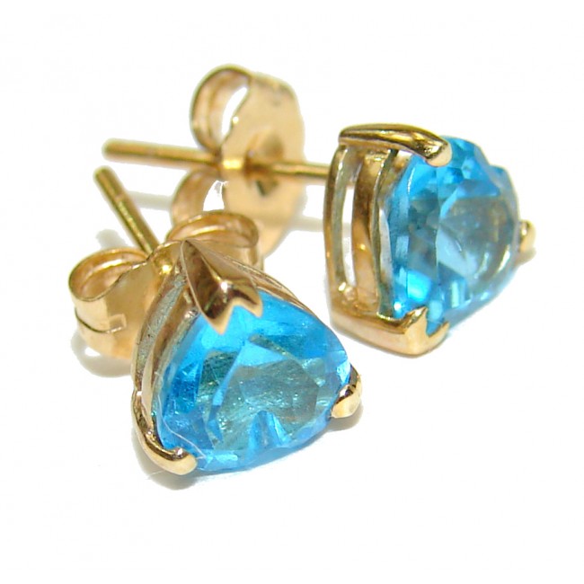 Angel's Hearts 14K yellow Gold Swiss Blue Topaz Earrings