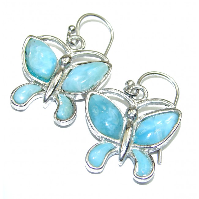 Butterflies Best Quality Blue Larimar .925 Sterling Silver handmade earrings
