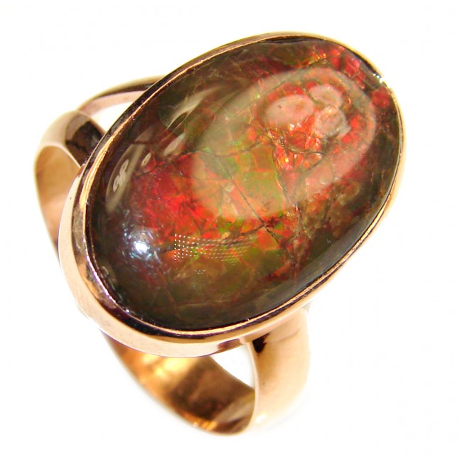 Genuine Canadian Ammolite .925 Sterling Silver handcrafted Statement Ring size 7 adjustable