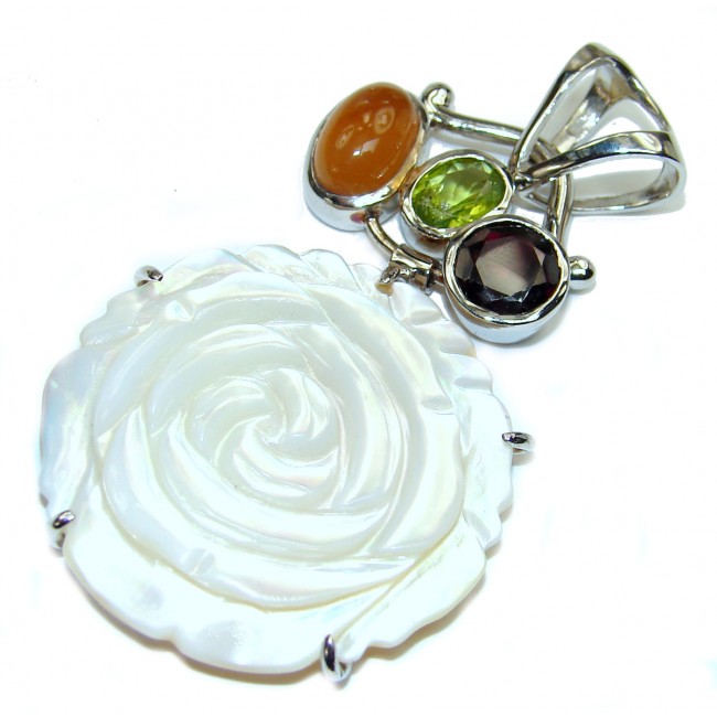 Carved Blister Pearl .925 Sterling Silver Pendant